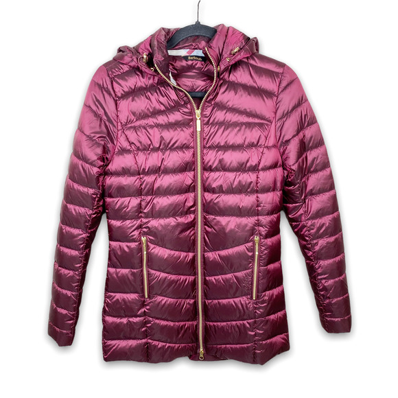 BARBOUR Ailith Berry Pink Gold Quilt Vegan Sustainable Puffer Jacket Size 4 - Picture 2 of 13
